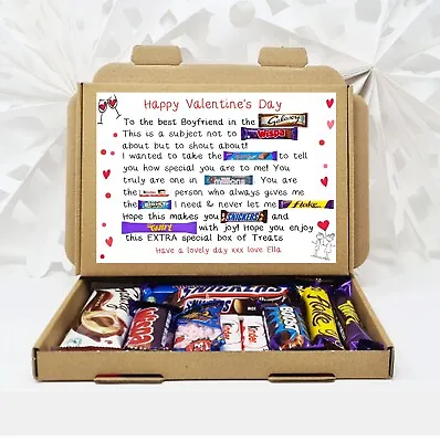 Personalised Valentines Chocolate Gift Treat Hamper Hug In A Box Him Her Poem • $13.68