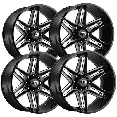 (Set Of 4) Vision 363 Razor 20x10 6x5.5  -25mm Black/Milled Wheels Rims 20  Inch • $903.96