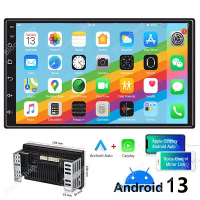 7 Car Apple Carplay Radio Android Auto Double Touch Screen Stereo Bluetooth 2Din • $64.98