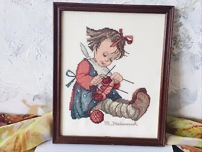 £14.74 • Buy Vintage Hummel  Knit One Purl Two  Cross Stitch Finished Framed