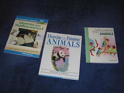 Joblot/bundle 1xHB + 2xPB: DRAWING & PAINTING ANIMALS C Curtis/C Johnson/D Boys • £7.99