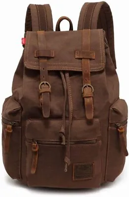 Large Canvas Vintage Backpack - For School Hiking Travel Laptop Bag • $46.99