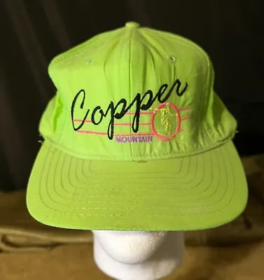 COPPER MOUNTAIN Vintage Ski Hat Cap COLORADO Advertising Florescence Neon Green • $27.99