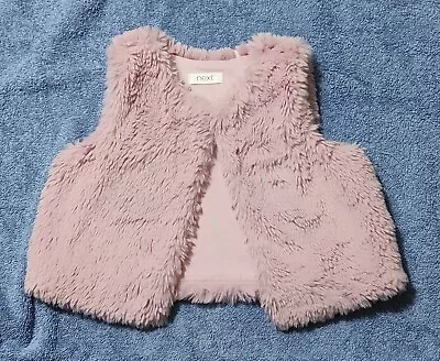 NEXT Baby Girls Pink Soft Fur Gilet 3-6 Months Vgc • £2.99