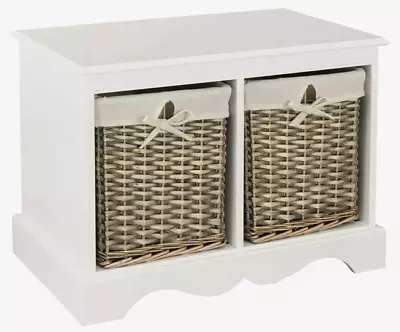 Home Pairs Shoe Storage Bench Malvern Hallway Basket Drawer Cabinet White 48x63 • £29.95