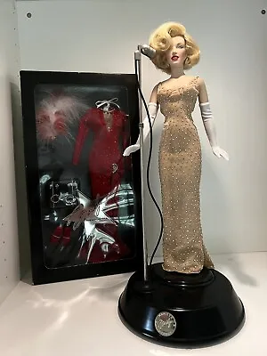 $245 • Buy Vintage Franklin Mint Marilyn Monroe Doll W/music Base & Doll New Red Dress