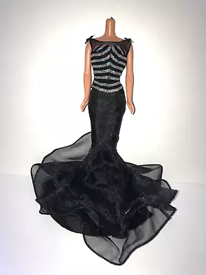 Barbie Doll Clothing 40th Anniversary Black Silver Mermaid Evening Gown Dress • $14.99