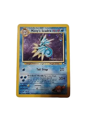 Pokémon TCG Misty's Seadra 9/132 Prerelease Holo Rare WOTC Water MP • $10