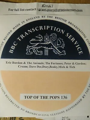 £5 • Buy Cream, The Fortunes  Top Of The Pops Bbc Transcription Rare Show On Cd 