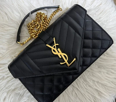 $2200 • Buy YSL Saint Laurent Black Envelope Shoulder Bag