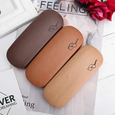 $12.39 • Buy Portable Eye Glasses Case Hard Box Sunglasses Container Protector Wooden Grain