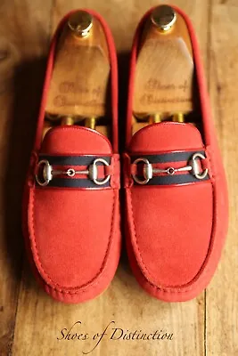 $242.73 • Buy Gucci Red Suede Silver Bit Loafers Driving Shoes Men's UK 7 G EU 41 US 8
