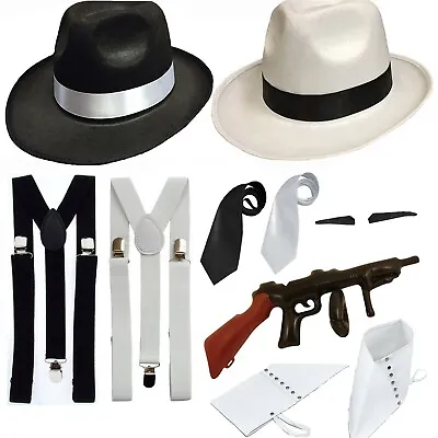 £5.49 • Buy Adult Gangster Fancy Dress Hat Braces 1920's Gatsby Bugsy Malone Al Capone Pimp