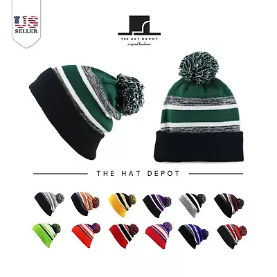 Beanie Hat - The Hat Depot Winter Hat Soft Unisex Pom Pom Plain Knit Beanie • $12.99