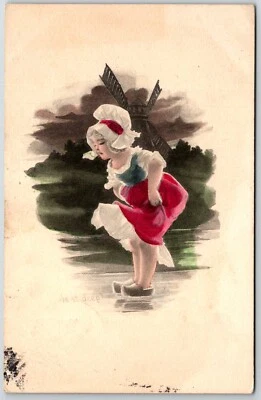 £4.90 • Buy Dutch Girl Fancy Dress  Windmill Art Postcard Indiana Pennsylvania