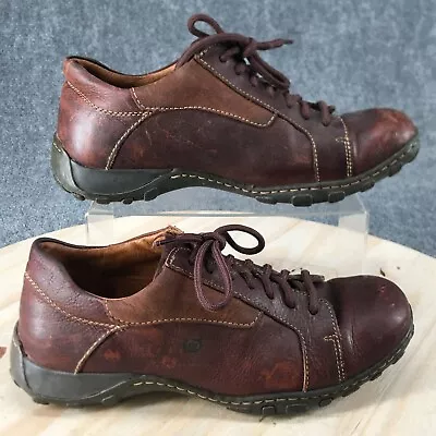 Born Shoes Mens 9.5 M Casual Oxfords Burgundy Leather Round Toe Lace Up Wedge • $28.99