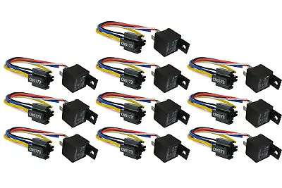 $24 • Buy 10 LOT TEMCo 12V 30 Amp Bosch Style S Relay With Harness Socket SPDT Automotive