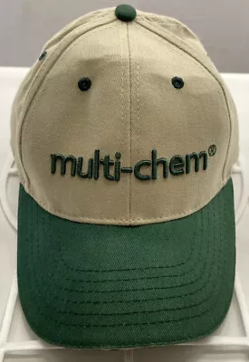 MULTI-CHEM Cap Hat Adjusts Tan & Forest Green- Embroidered-Gas Oil Drilling Gift • $11.01