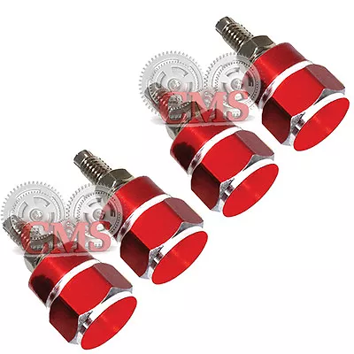 4 Red & Silver Contrast Cut License Plate Frame Bolt Kit - Motorcycle Lic Tag • $4.95