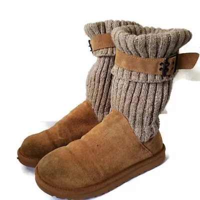 UGG Australia Women's Size 9 Cambridge Knit Cuff Sweater Brown Suede Cozy Boots • $29.99