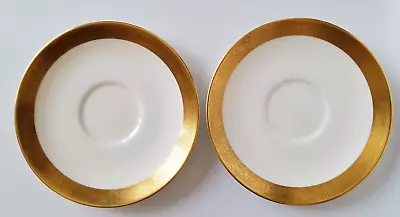 2 Mikasa Fine Bone China Harrow Gold Encrusted Tea Cup Saucers Only A1-129 • $15