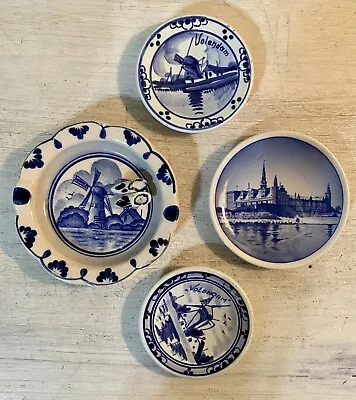 Lot Of 4 Vintage Delft Blauw Small Mini Decor Wall Hanging Plates  Volendam  • $20.99
