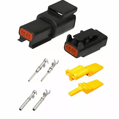 2 Pin Black Deutsch Dtm Dtm04-2p Dtm06-2s Waterproof Electrical Connector Kit • $6.59