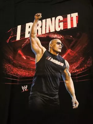 WWE T-Shirt THE ROCK I Bring It WWE Authentic Size X-Large XL Black • $49.99