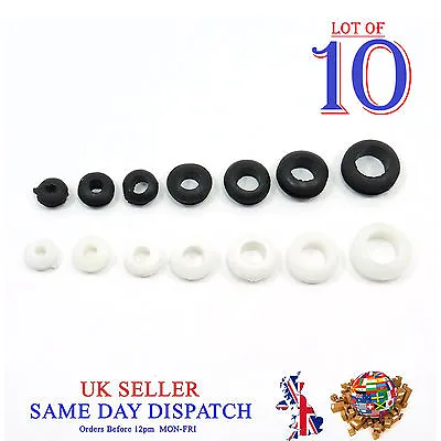 10x Rubber Wiring Grommets Cable Wire Open Hole Ring Different Color And Size • £2.55