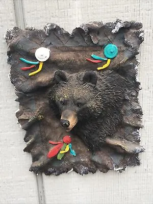 Resin Wall Mount Hangable 3d Face Head Grizzly Bear 8x6 Sculpture Decor • $20