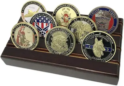 Wooden Military Coin Display Stand Holder With 4 Rows • $14.07