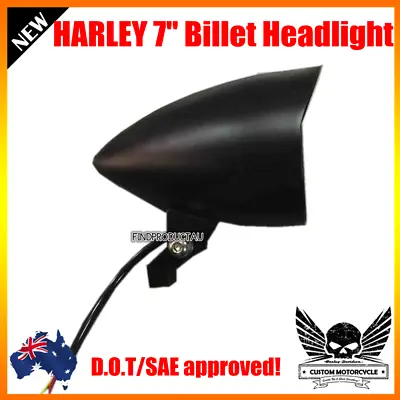 7  Black Billet Bullet Head Light Harley Sportster XL DYNA Chopper Softail VROD • $92.96