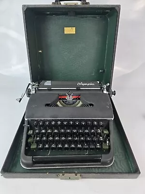 Vintage Working Olympia Typewriter SM2 Charcoal In Case • £50
