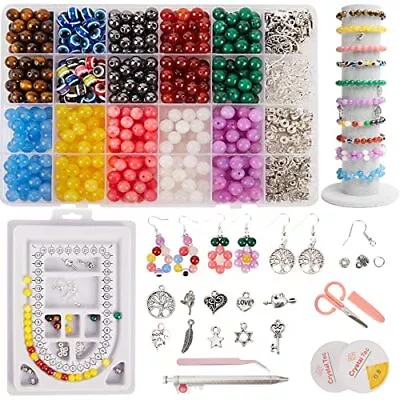 550pcs Crystal Beads Kit For Bracelet Jewelry Making 8mm Loose Stone Beads 24 • $10.76