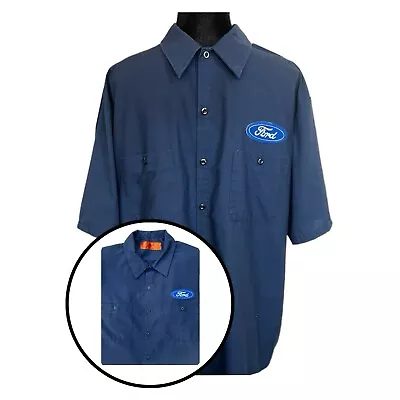 Vintage Ford Mechanic Shirt Mens 2XL SP24NV5 Navy Blue Red Kap Work Shirt • $39.95