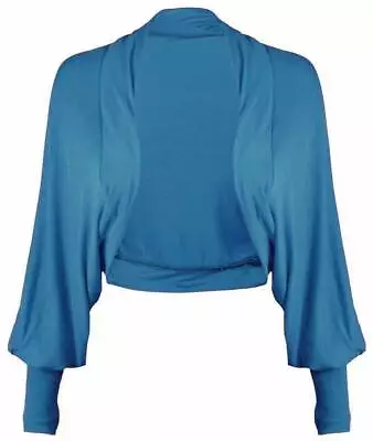 AS Ladies Long Batwing Sleeve Cropped Bolero Shrug Open Front Top Women Cardigan • £9.95