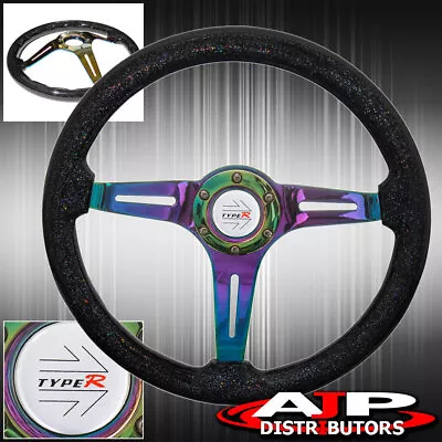 Deep Dish Metallic Black Wood Neo Chrome Steering Wheel + Type-R Horn Button • $69.99