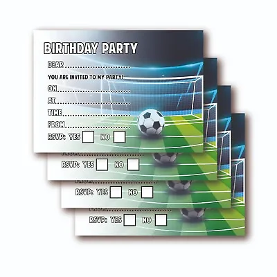 X24 Football Theme Birthday Invitation Soccer 250gsm Cards Boys Girls Kids Party • £2.70