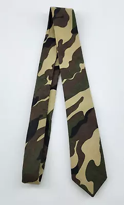 VTG Sovereign Code Men's Green Camouflage Pattern Slim Tie 100% Cotton • $25.49