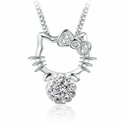 £0.99 • Buy New Full Crystal Cute Hello Kitty Cat Pendant Necklace Jewellery