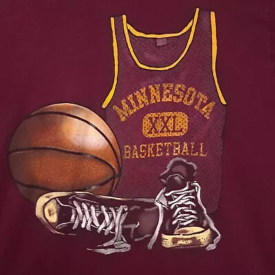 Vintage Minnesota Gophers Basketball Shirt XL Maroon Graphic TSI NCAA • $17.45