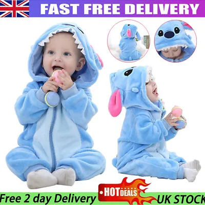 UK Baby Boys Kids Blue Stitch Warm Birthday Fancy Party Costume Coverall Outfit • £14.16