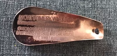 50'S Vintage Metal Shoe Horn MONTGOMERY WARD & CO. Shoes Advertising 7 Cities • $9