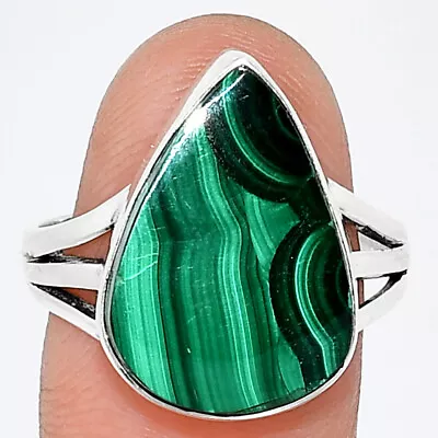 Natural Malachite Eye - Congo 925 Sterling Silver Ring S.9 Jewelry R-1003 • $10.99