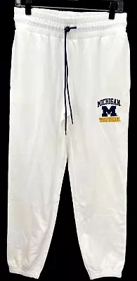 NEW Michigan Wolverines Concept Sports Drawstring Sweatpants White Pants Women M • $33.99