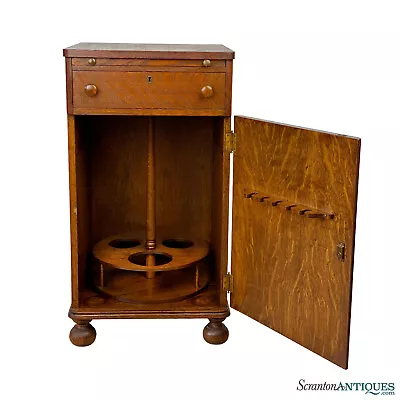 Antique Traditional Quartersawn Oak Liquor Bar Cellarette Cabinet • $1000