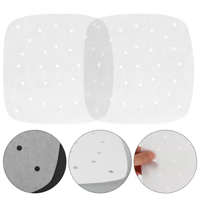  100 Pcs Air Fryer Oil Paper Silicone Basket Liner Perforated Parchment Steaming • £10.29