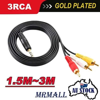 3.5mm TV Plug AUX To 3 RCA Audio Video DVD HDTV AV Cord Cable AU • $3.85