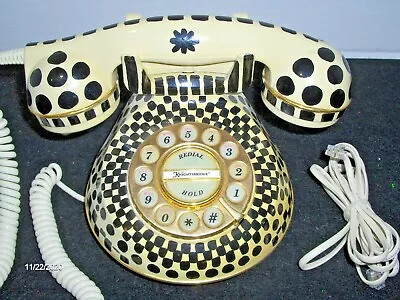 VTG Rare~Microtel Knightsbridge Telephone Beige/Black /Dots Gold Trim Model 954 • $42.50