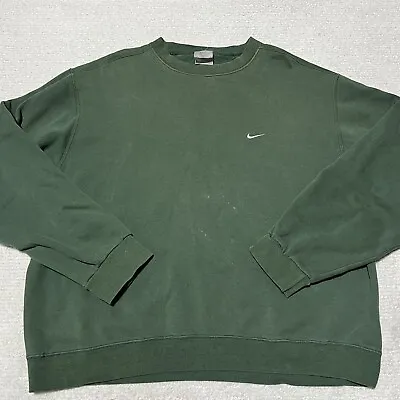 Vintage  Nike Embroidered Small Swoosh Crewneck Sweatshirt Mens XL Green • $45
